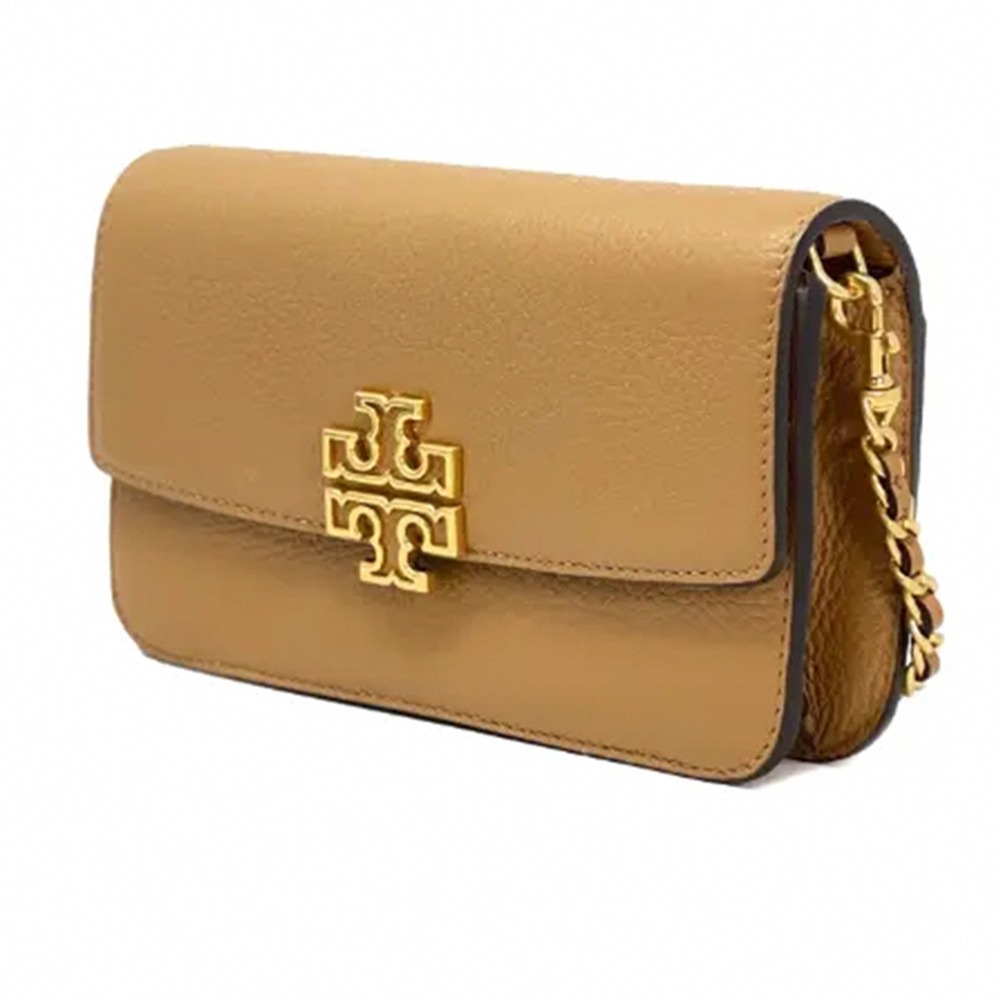 【TORY BURCH】雙T-LOGO皮革鏈條斜背包-駝-細節圖2