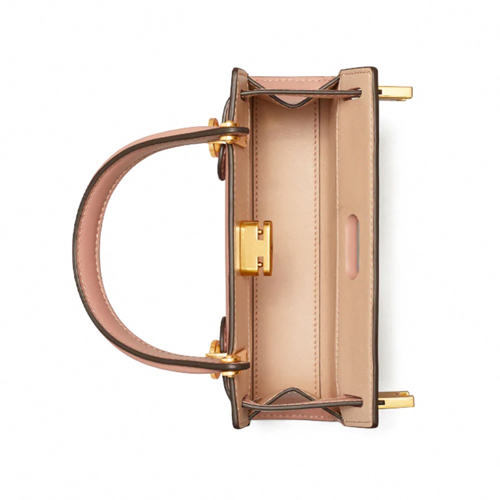 【TORY BURCH】小號鎖釦皮革兩用包-粉-細節圖4