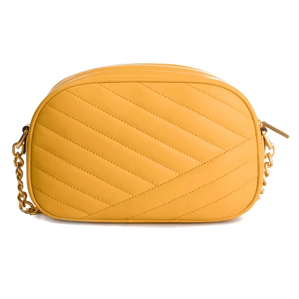 【TORY BURCH】縫線皮革相機斜背包-黃-細節圖2