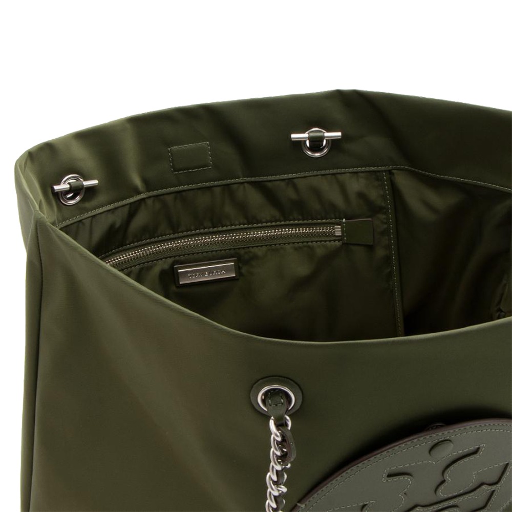 【TORY BURCH】雙TLOGO皮革鏈帶肩背包-軍綠-細節圖4