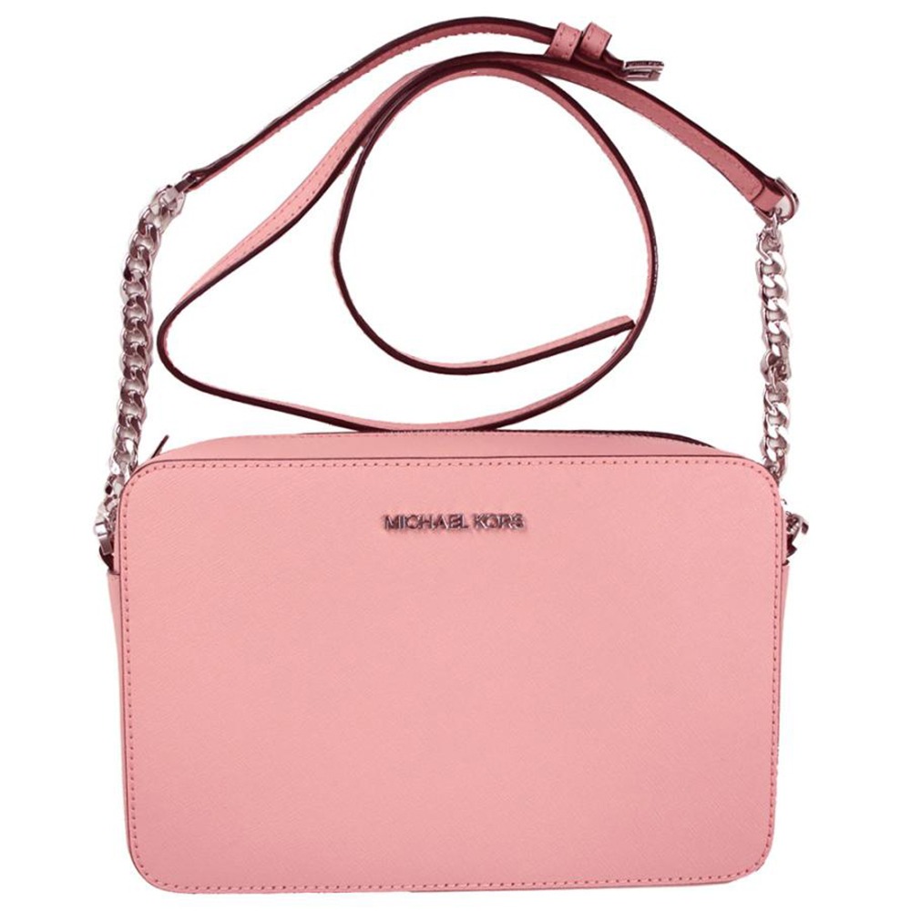【MICHAEL KORS】防刮皮革銀色鏈條斜背包-粉-細節圖2