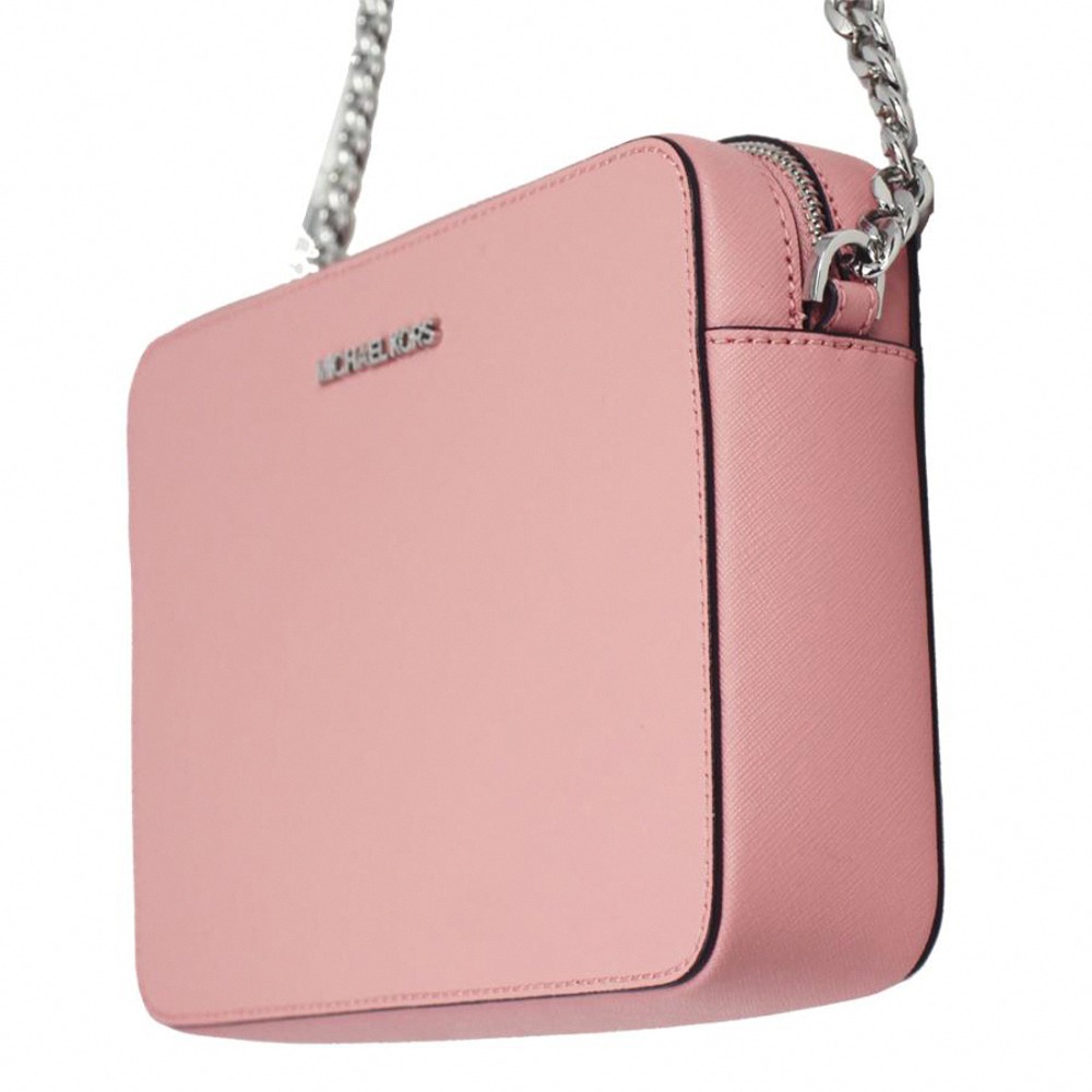 【MICHAEL KORS】防刮皮革銀色鏈條斜背包-粉-細節圖3