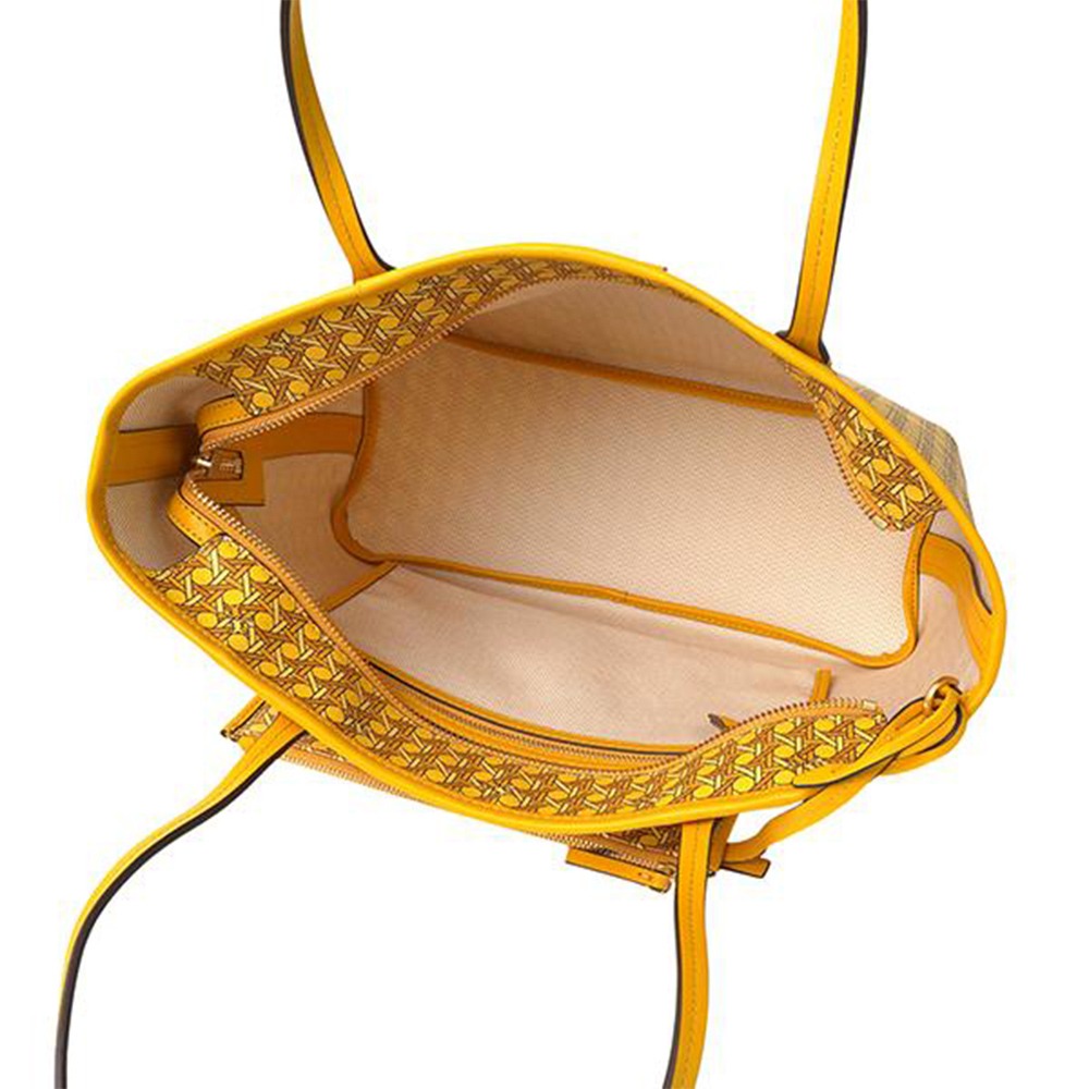 【TORY BURCH】編織皮革子母托特肩背包-黃-細節圖4