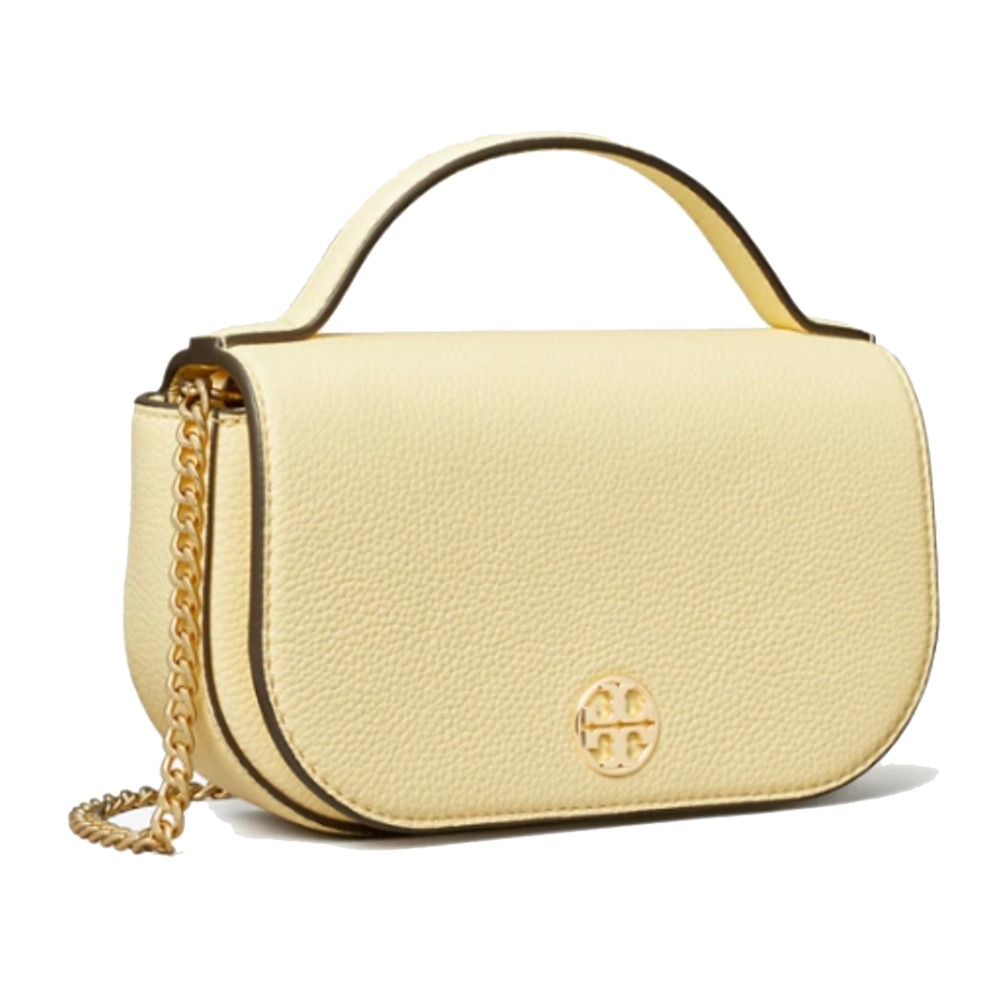 【TORY BURCH】雙T-LOGO翻蓋皮革兩用鍊包-鵝黃色-細節圖2