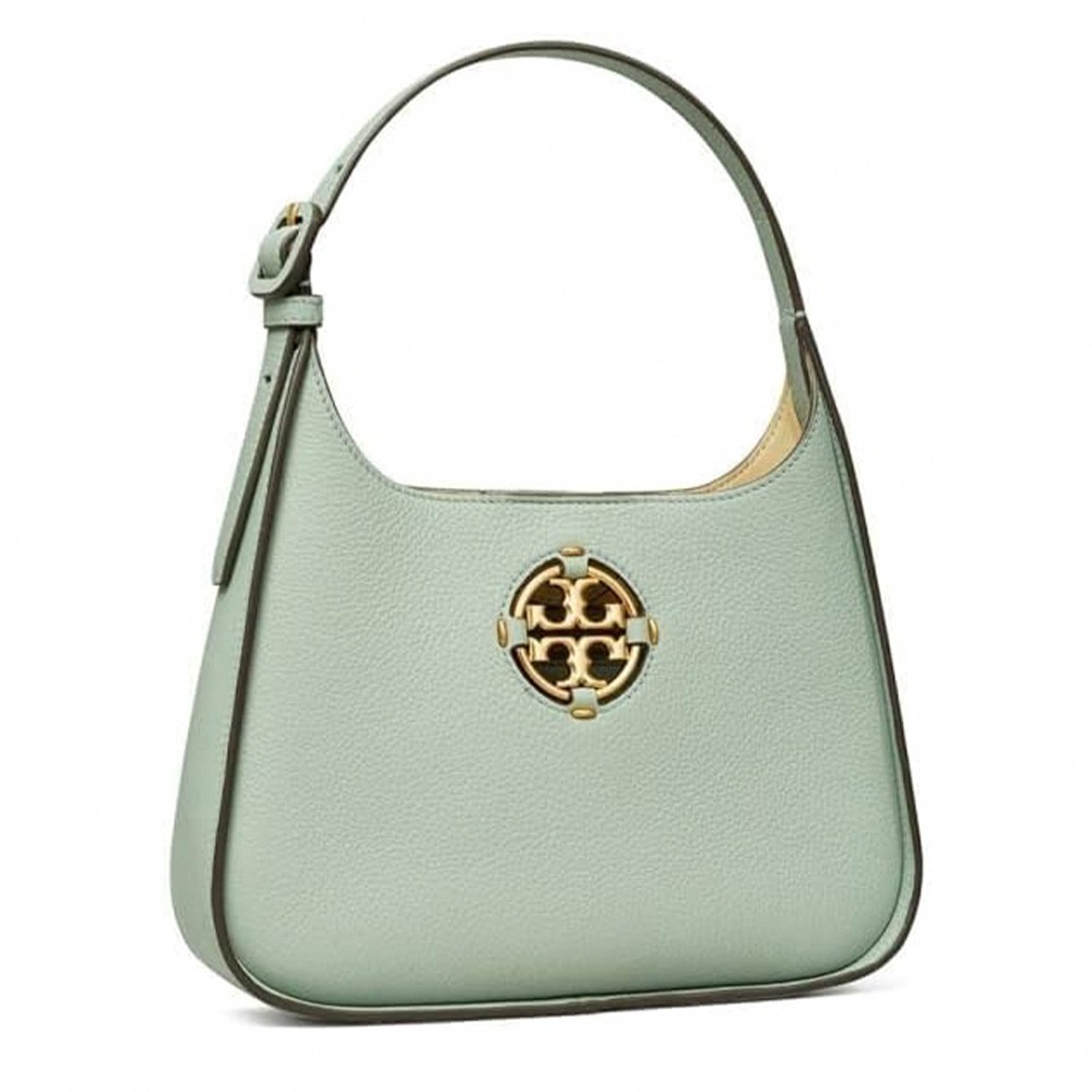 【TORY BURCH】雙T-LOGO素面皮革側肩包-莫蘭迪綠-細節圖2