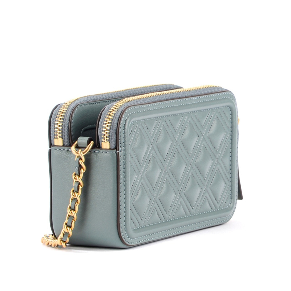 【TORY BURCH】雙拉鍊相機包-水藍色-細節圖2