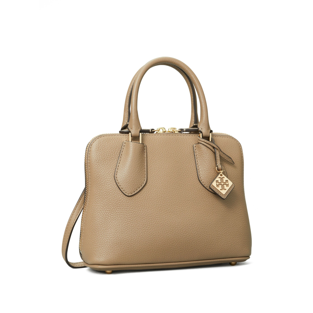 【TORY BURCH】漆皮素面兩用水桶包-灰褐色-細節圖3