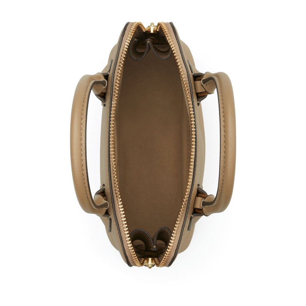 【TORY BURCH】漆皮素面兩用水桶包-灰褐色-細節圖4