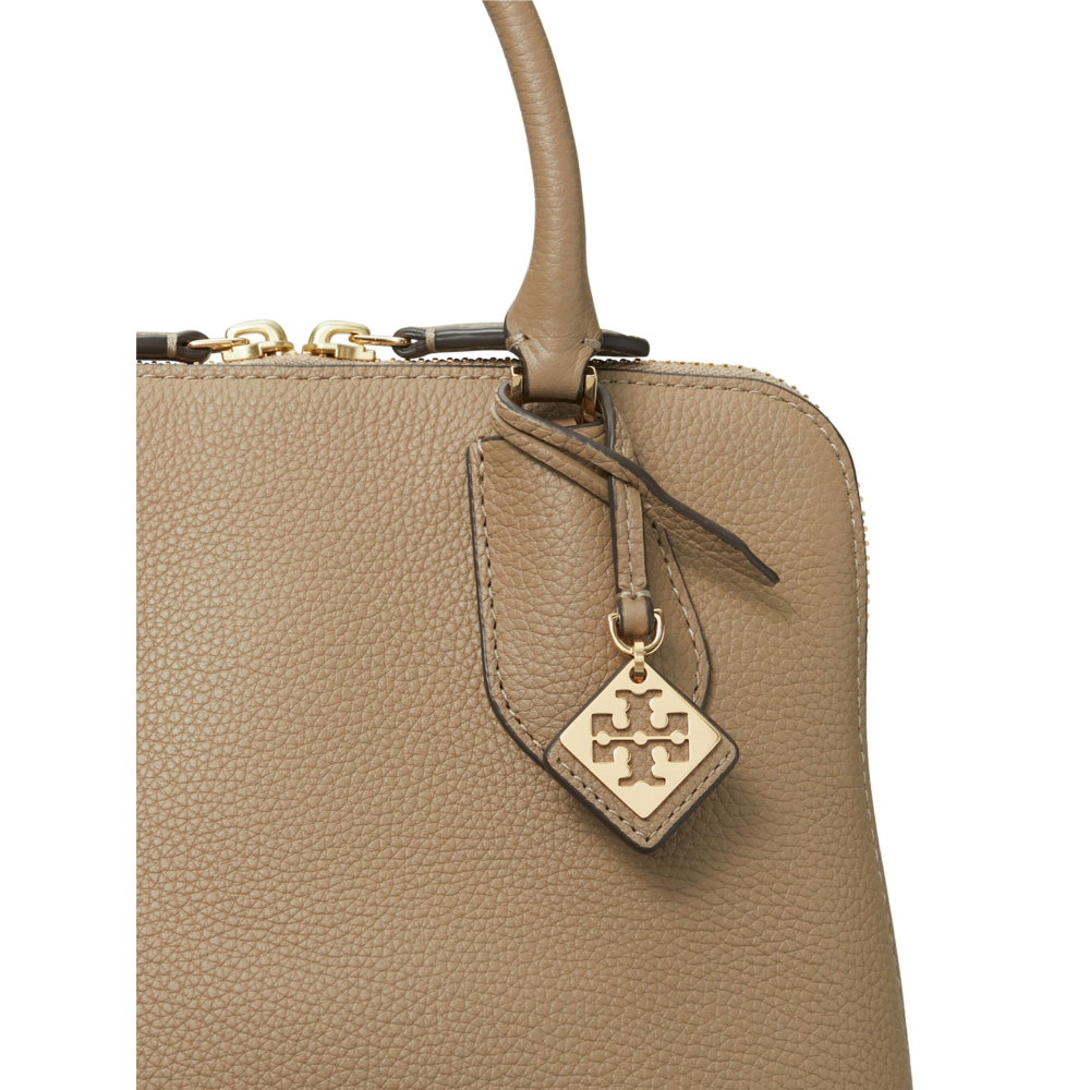 【TORY BURCH】漆皮素面兩用水桶包-灰褐色-細節圖5