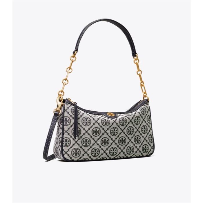 【TORY BURCH】經典緹花兩用包-深藍色-細節圖2