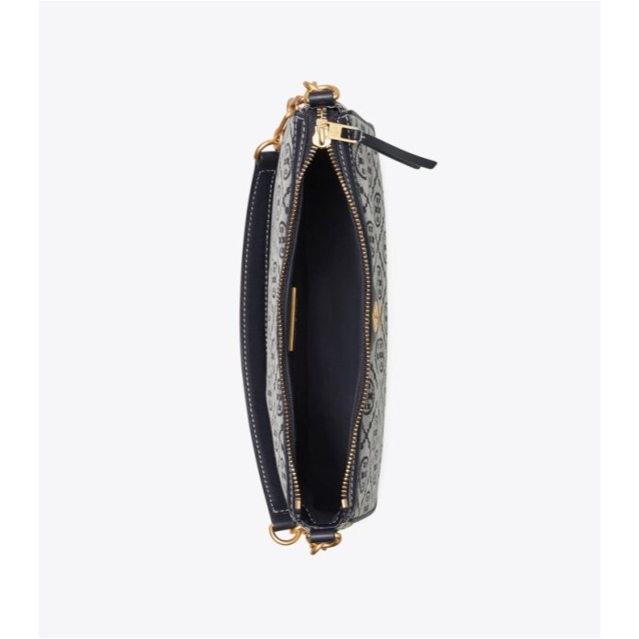 【TORY BURCH】經典緹花兩用包-深藍色-細節圖3