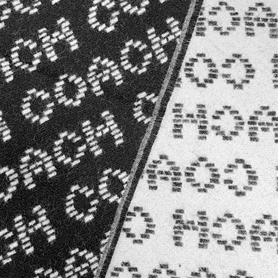 【COACH】滿版LOGO羊毛圍巾-黑白-細節圖3