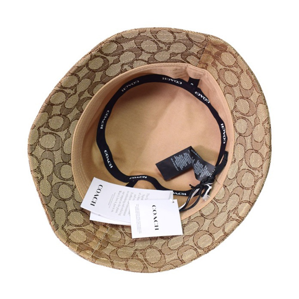 【COACH】滿版LOGO漁夫帽-卡其色-細節圖2
