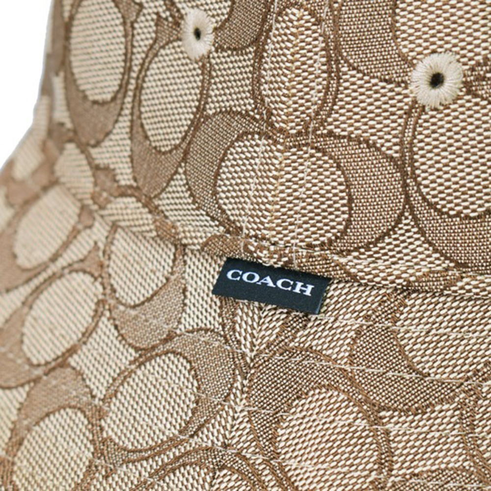 【COACH】滿版LOGO漁夫帽-卡其色-細節圖3