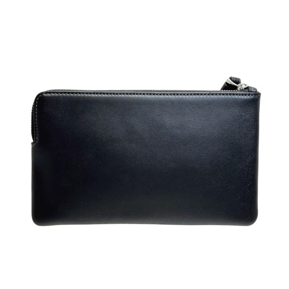 【COACH】縫線LOGO皮革手拿包-黑色-細節圖2