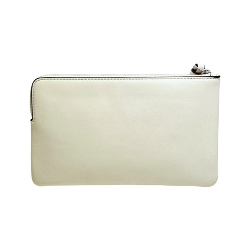 【COACH】縫線LOGO皮革手拿包-白色-細節圖2