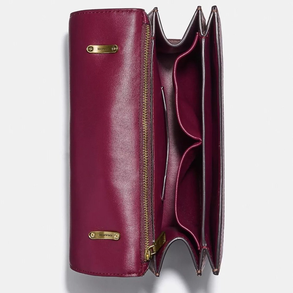 【COACH】老花蛇紋側背包-卡其咖啡色-細節圖5