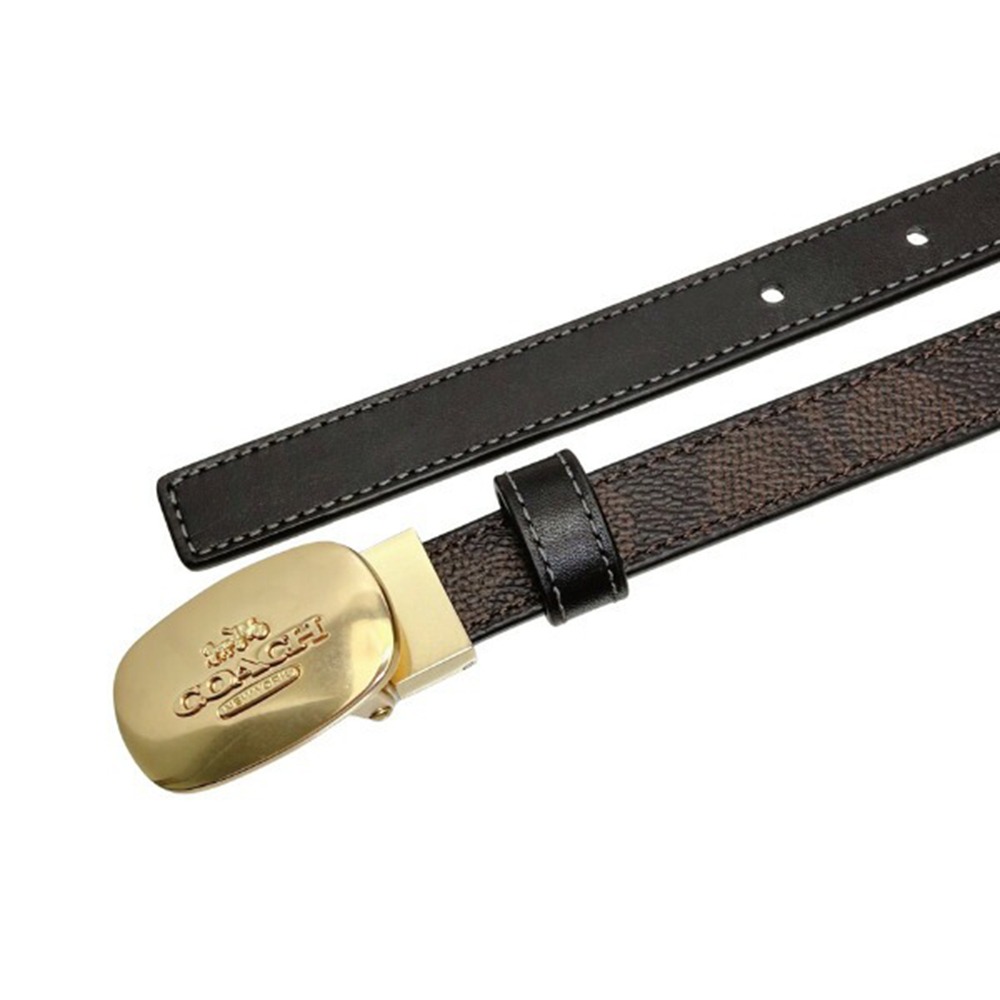 【COACH】經典老花LOGO皮帶-咖啡色-細節圖3