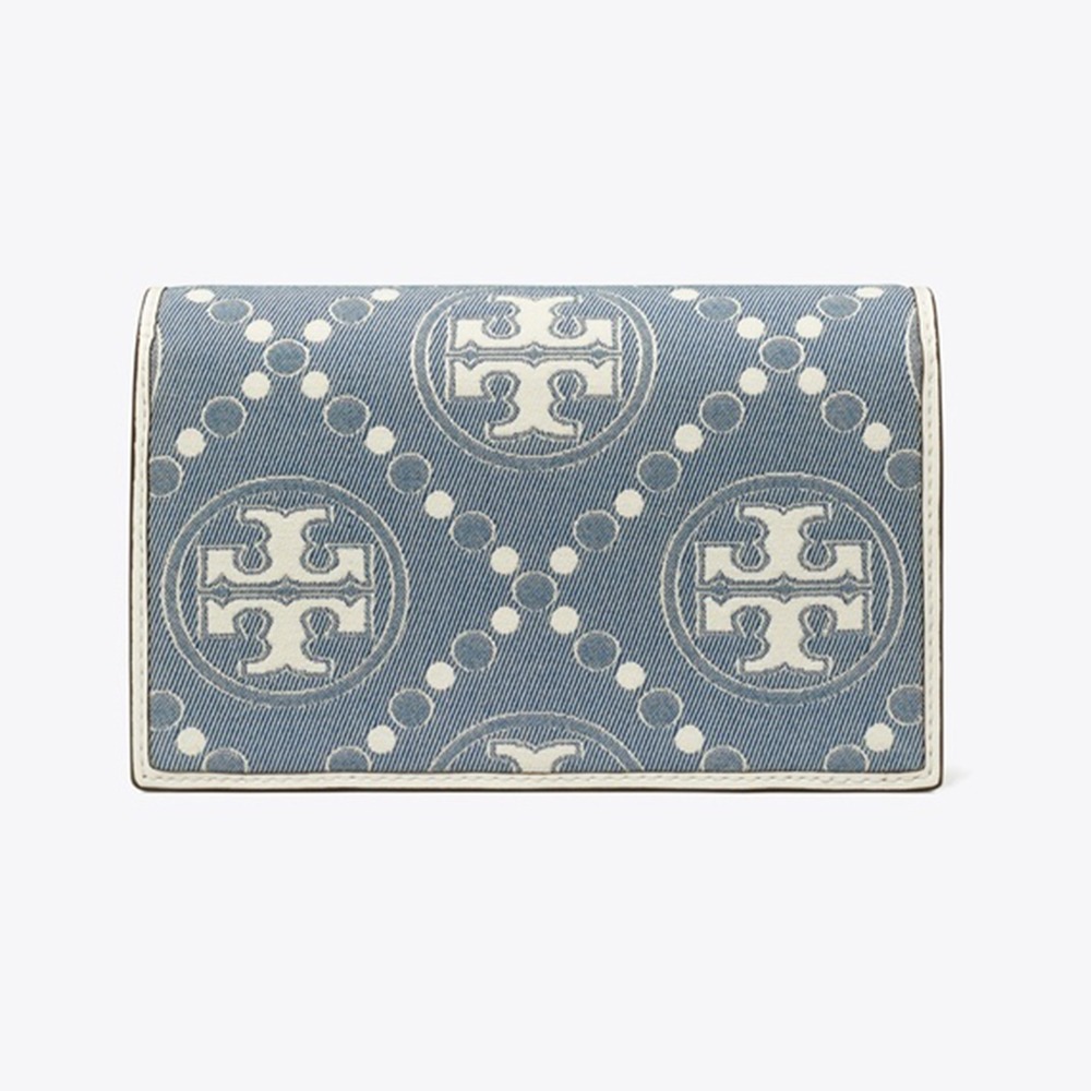 【TORY BURCH】WOC縫線拼接斜背-牛仔藍-細節圖3