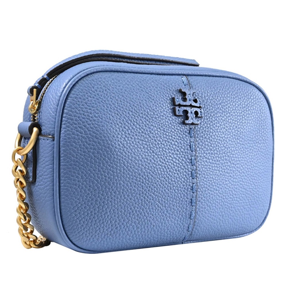 【TORY BURCH】荔枝皮革相機包-水藍色-細節圖2