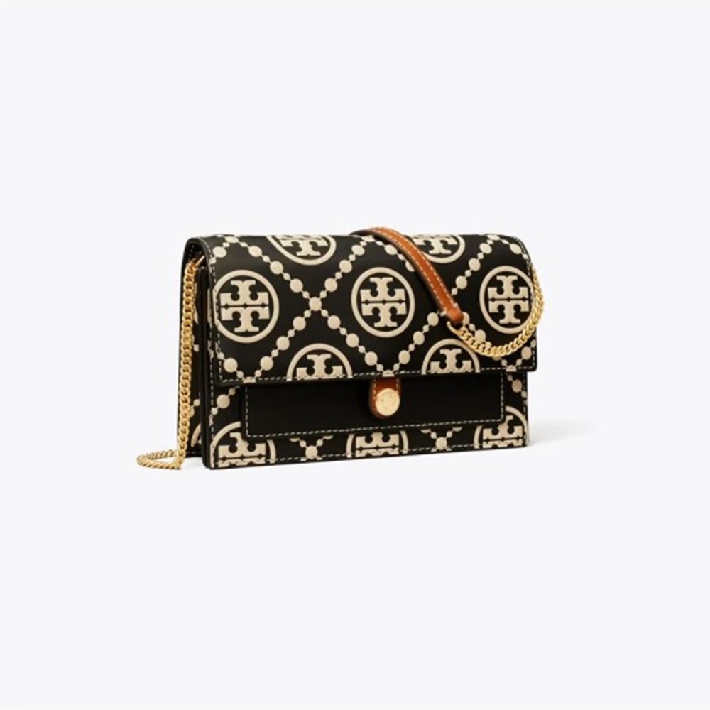 【TORY BURCH】WOC 絎逢飾邊斜背包-黑色-細節圖2