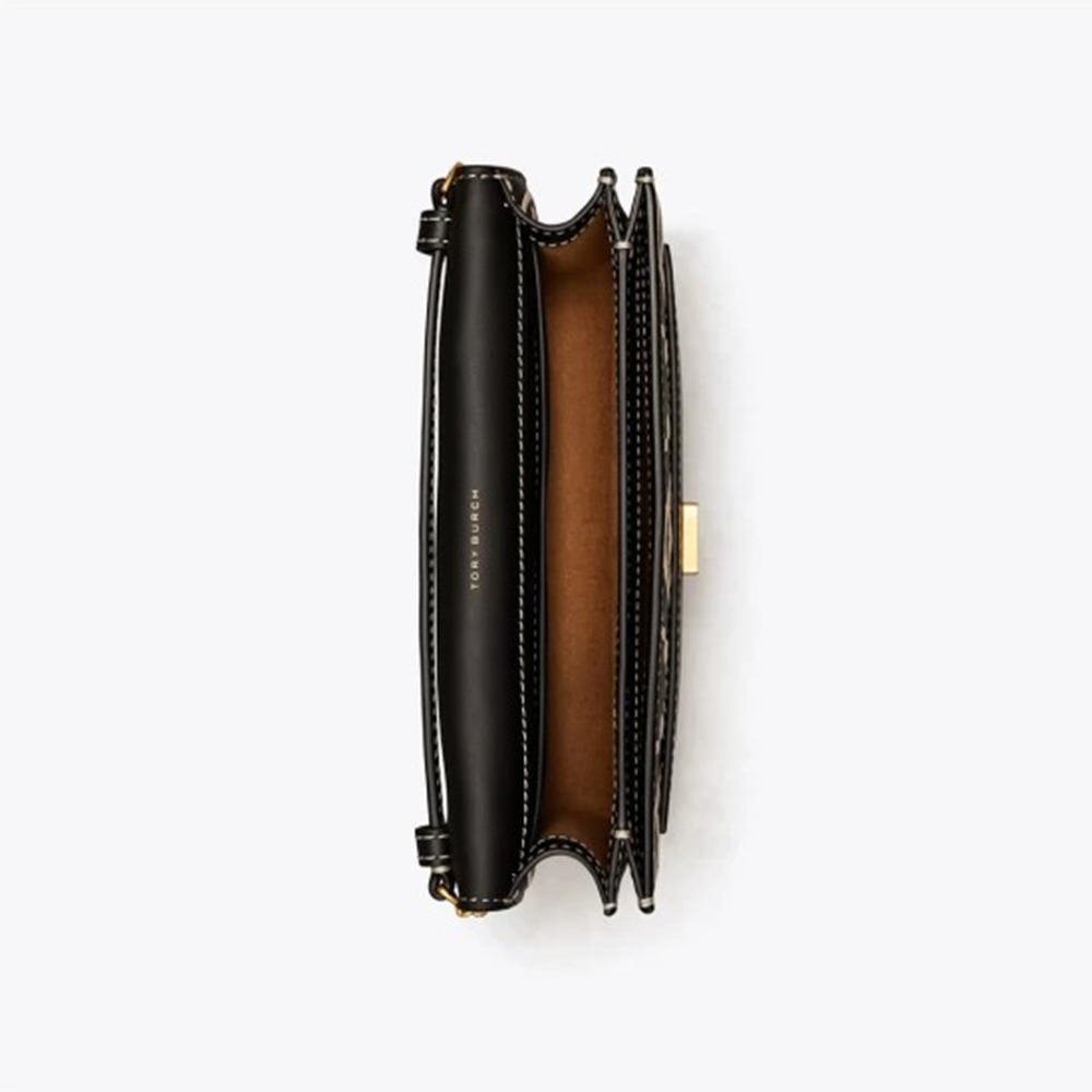 【TORY BURCH】WOC 絎逢飾邊斜背包-黑色-細節圖3