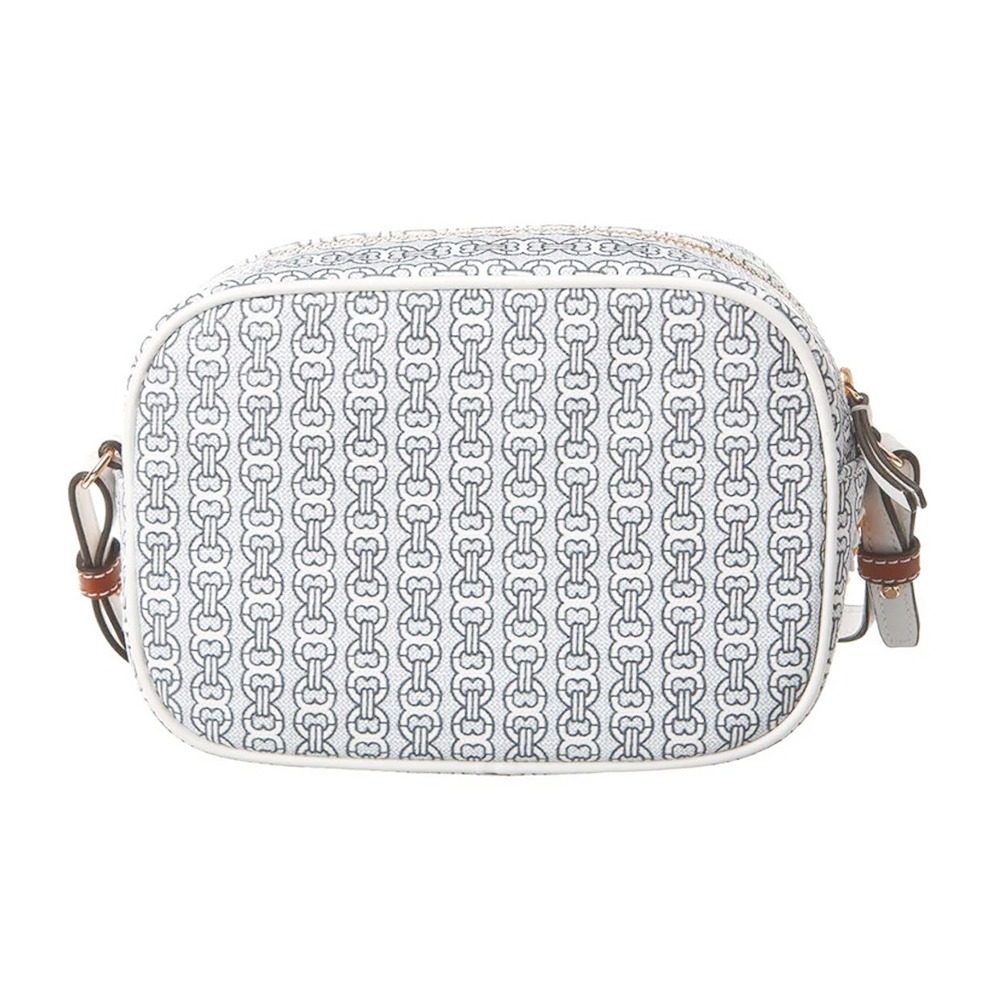 【TORY BURCH】復古印花尼龍斜背包-淺藍色-細節圖2