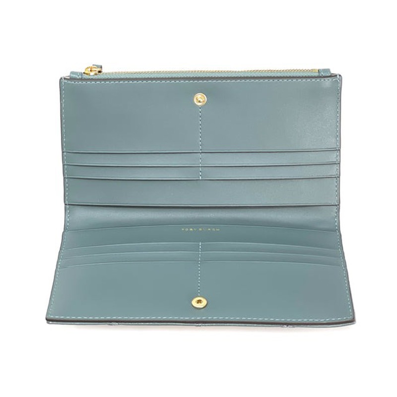 【TORY BURCH】釦式對開長夾-深湖水綠-細節圖2