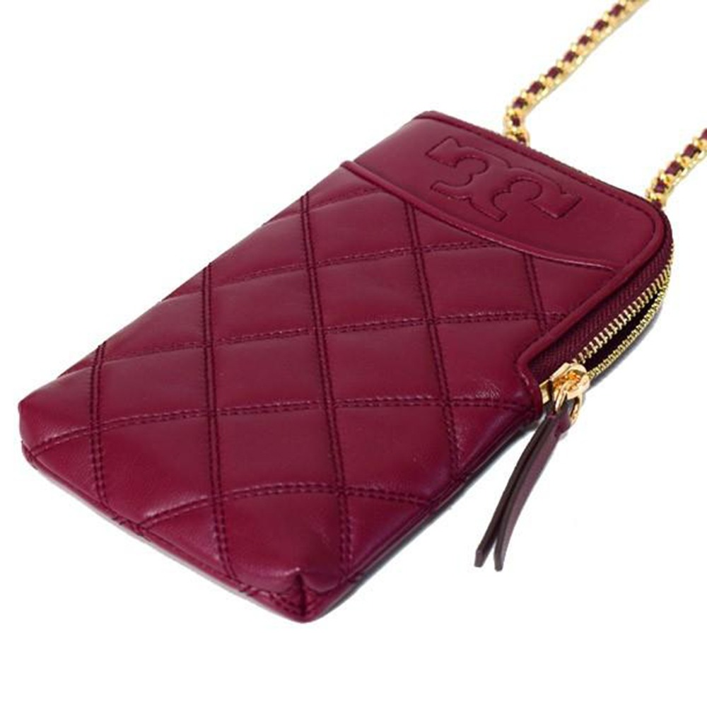 【TORY BURCH】絎縫手機鍊包-酒紅色-細節圖3