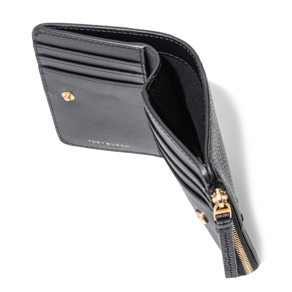 【TORY BURCH】縫線造型按釦短夾-黑-細節圖2