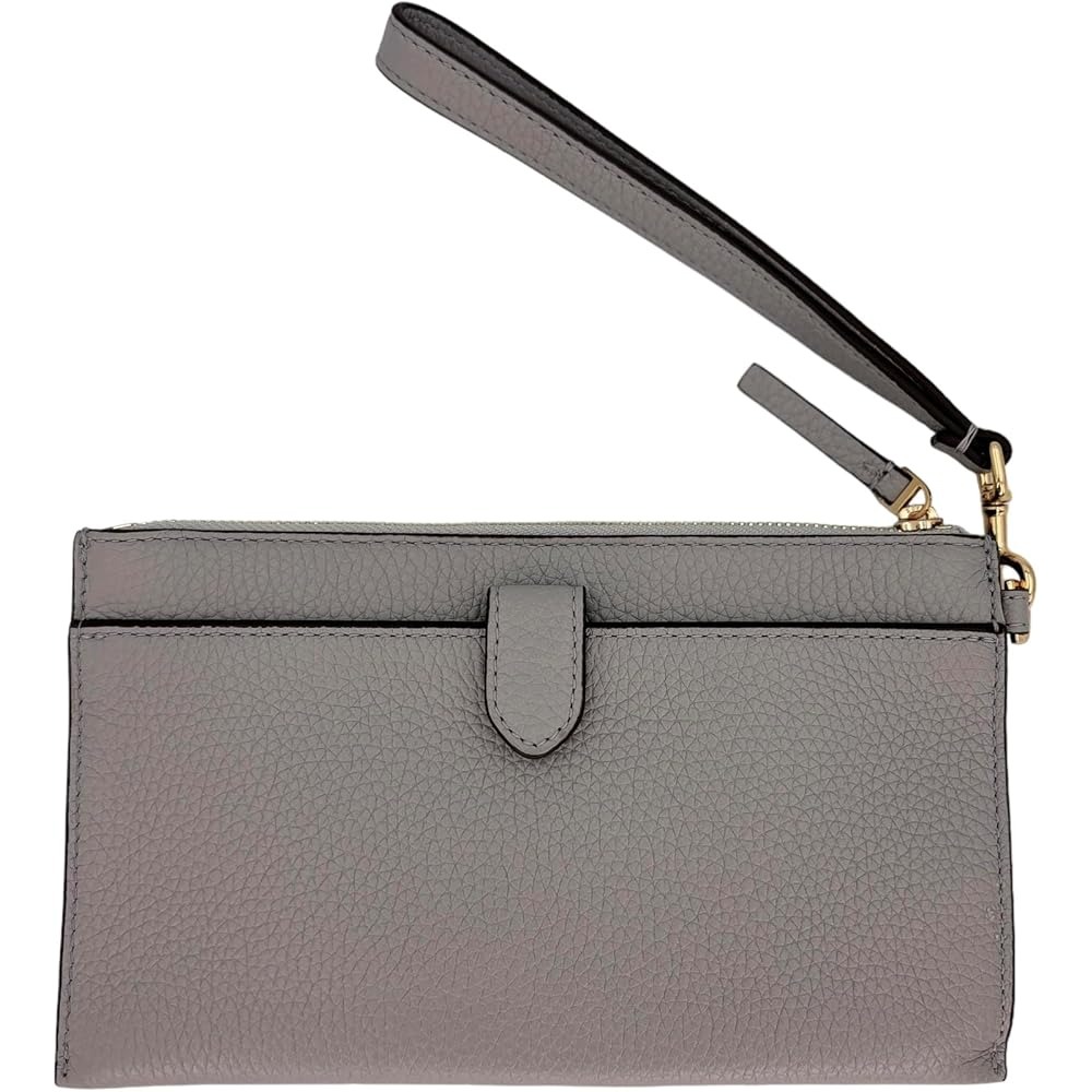 【TORY BURCH】大款拉鍊皮革手拿包-灰-細節圖2