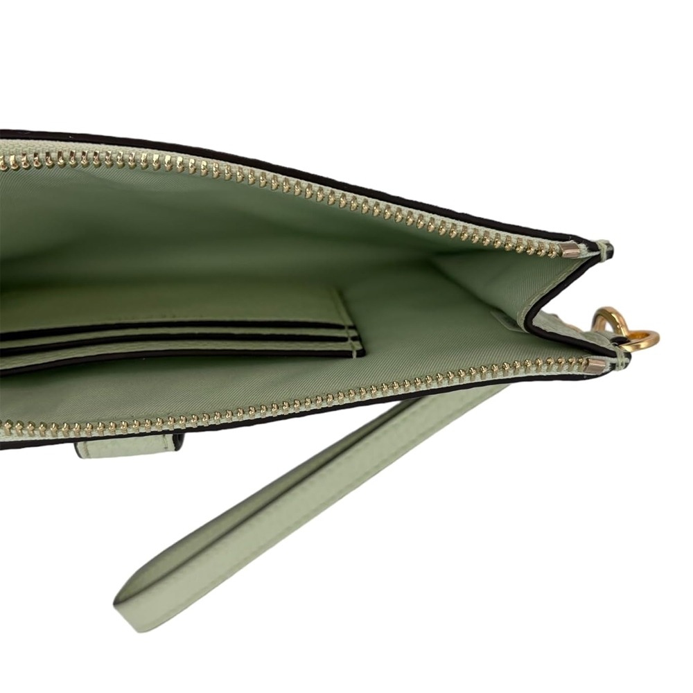 【TORY BURCH】大款拉鍊皮革手拿包-薄荷綠-細節圖2