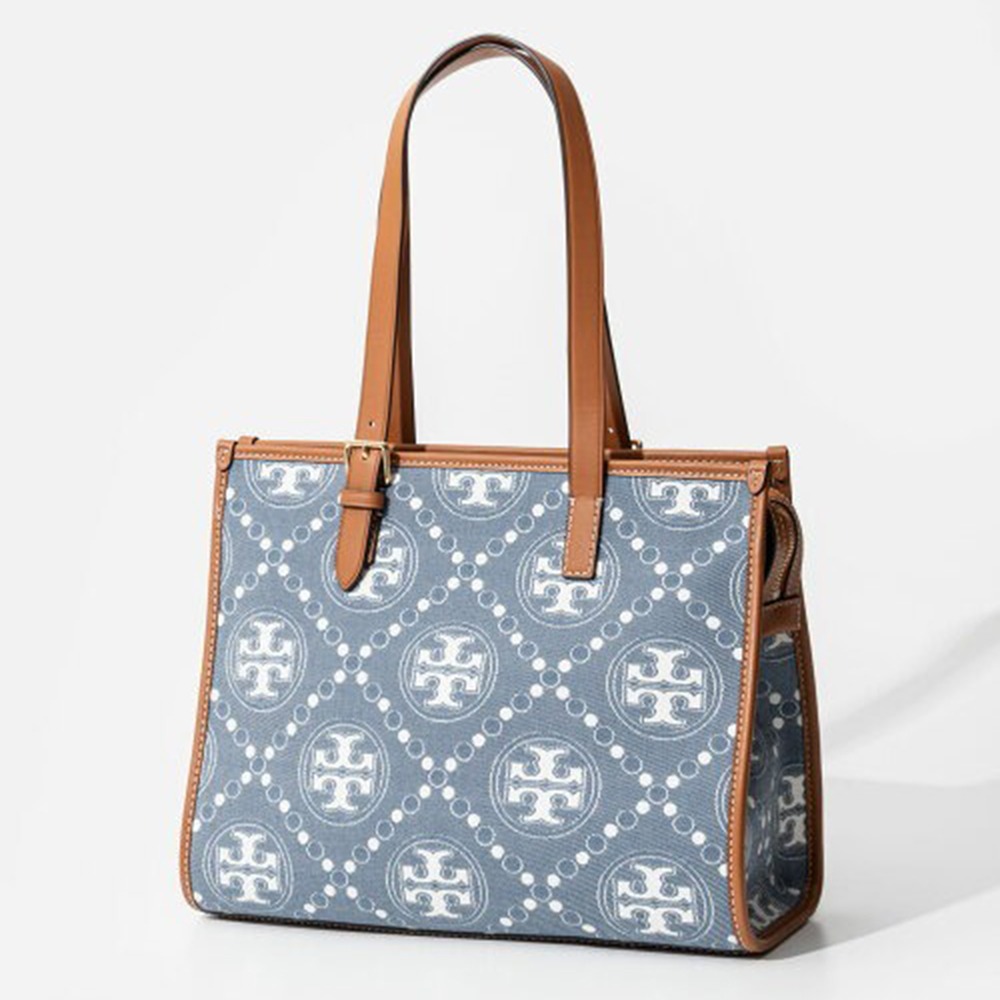 【TORY BURCH】老花丹寧托套包-牛仔藍-細節圖2