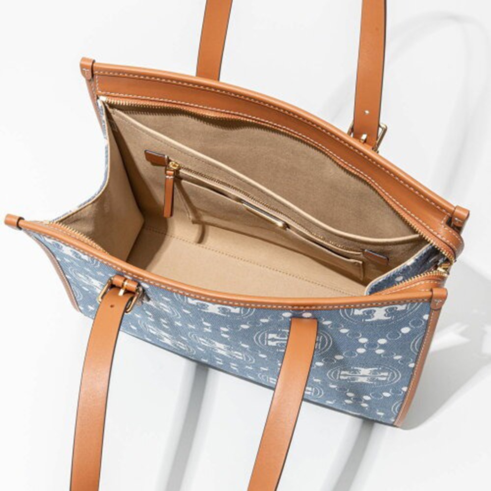 【TORY BURCH】老花丹寧托套包-牛仔藍-細節圖5