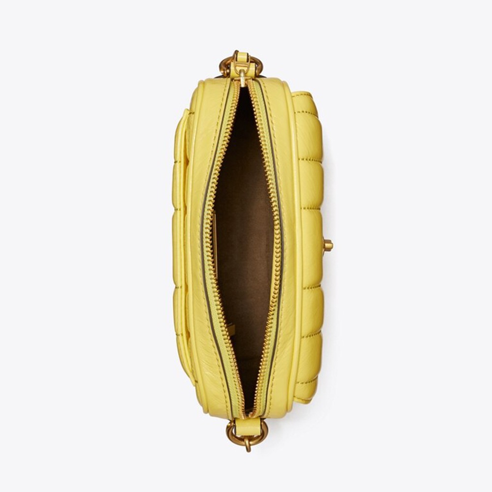 【TORY BURCH】專櫃款Kira羊皮鍊帶斜背包-黃色-細節圖2