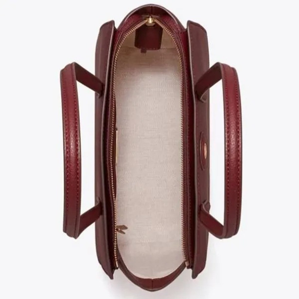 【TORY BURCH】荔枝皮革托特包-酒紅色-細節圖2