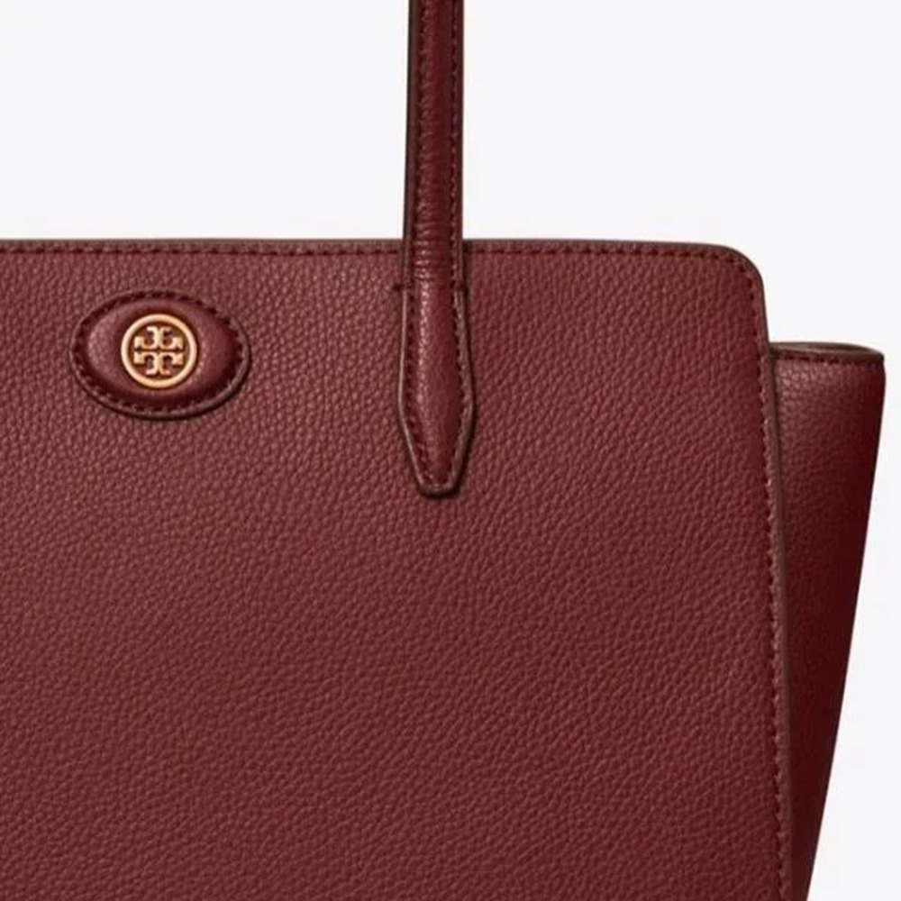 【TORY BURCH】荔枝皮革托特包-酒紅色-細節圖3