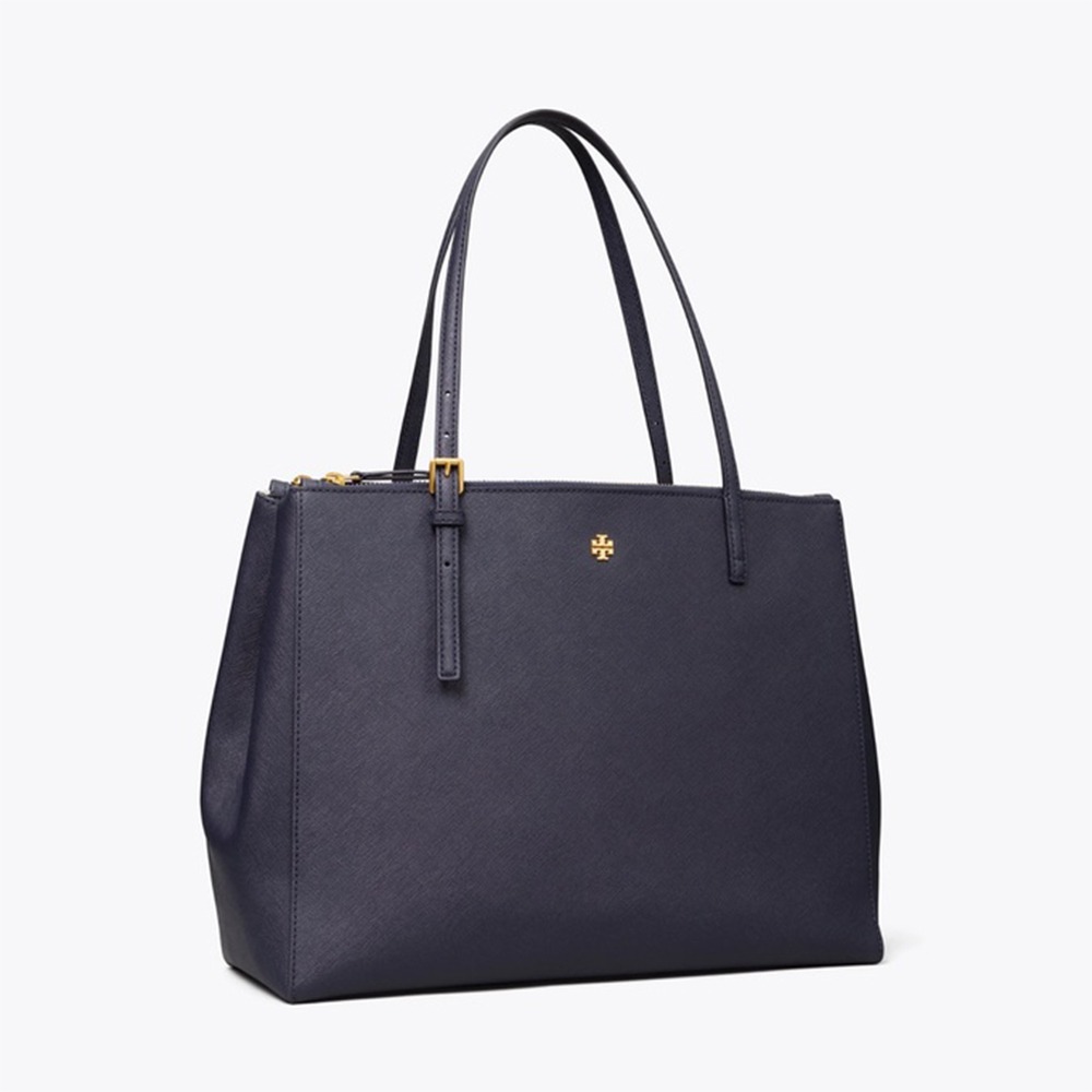 【TORY BURCH】雙層拉鍊托特包-深藍色-細節圖2