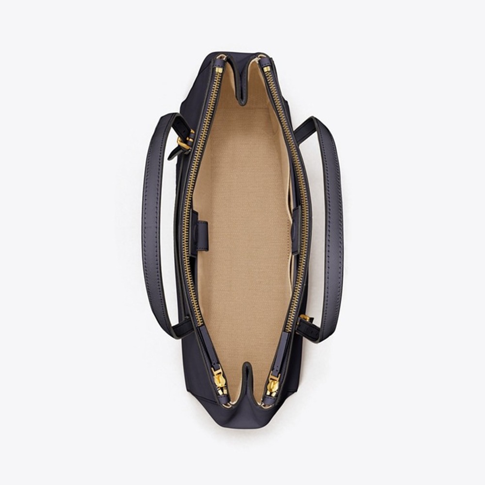 【TORY BURCH】雙層拉鍊托特包-深藍色-細節圖3