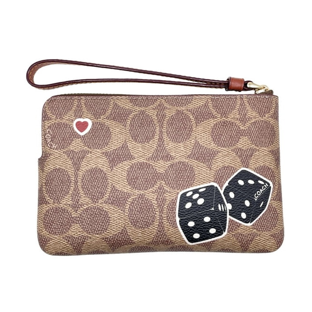【COACH】趣味印花手拿包-恐龍骰子-細節圖2