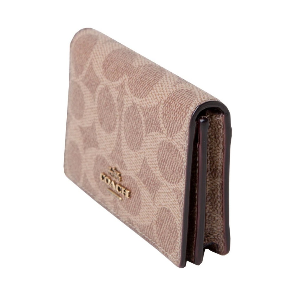 【COACH】按釦卡夾-卡其酒紅-細節圖2