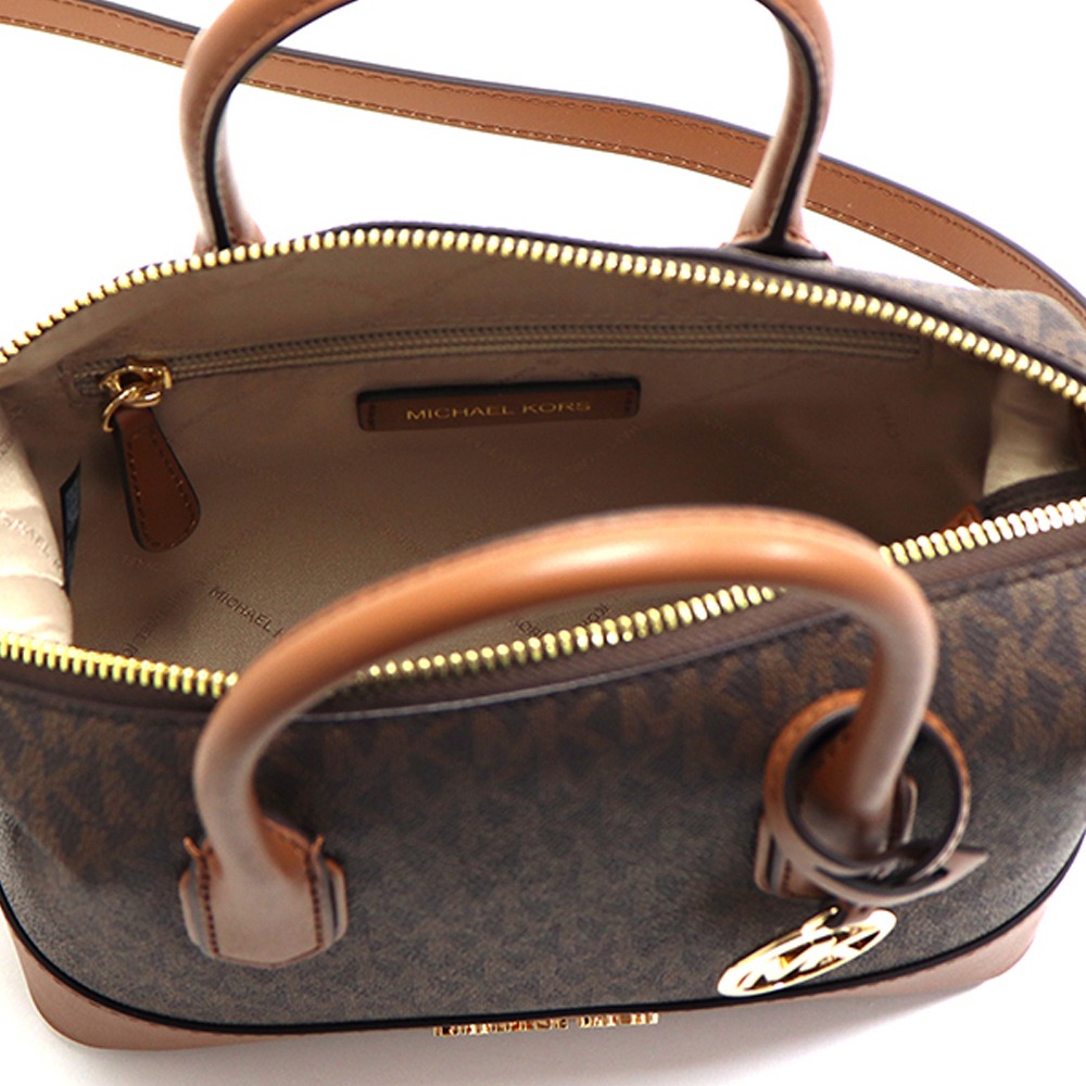 【MICHAEL KORS】老花皮革兩用包-咖啡焦糖-細節圖2