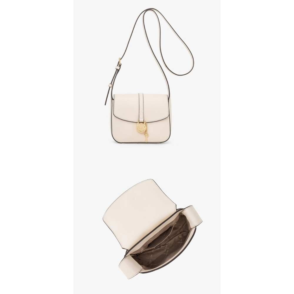 【MICHAEL KORS】鎖頭翻蓋斜背包-白-細節圖3