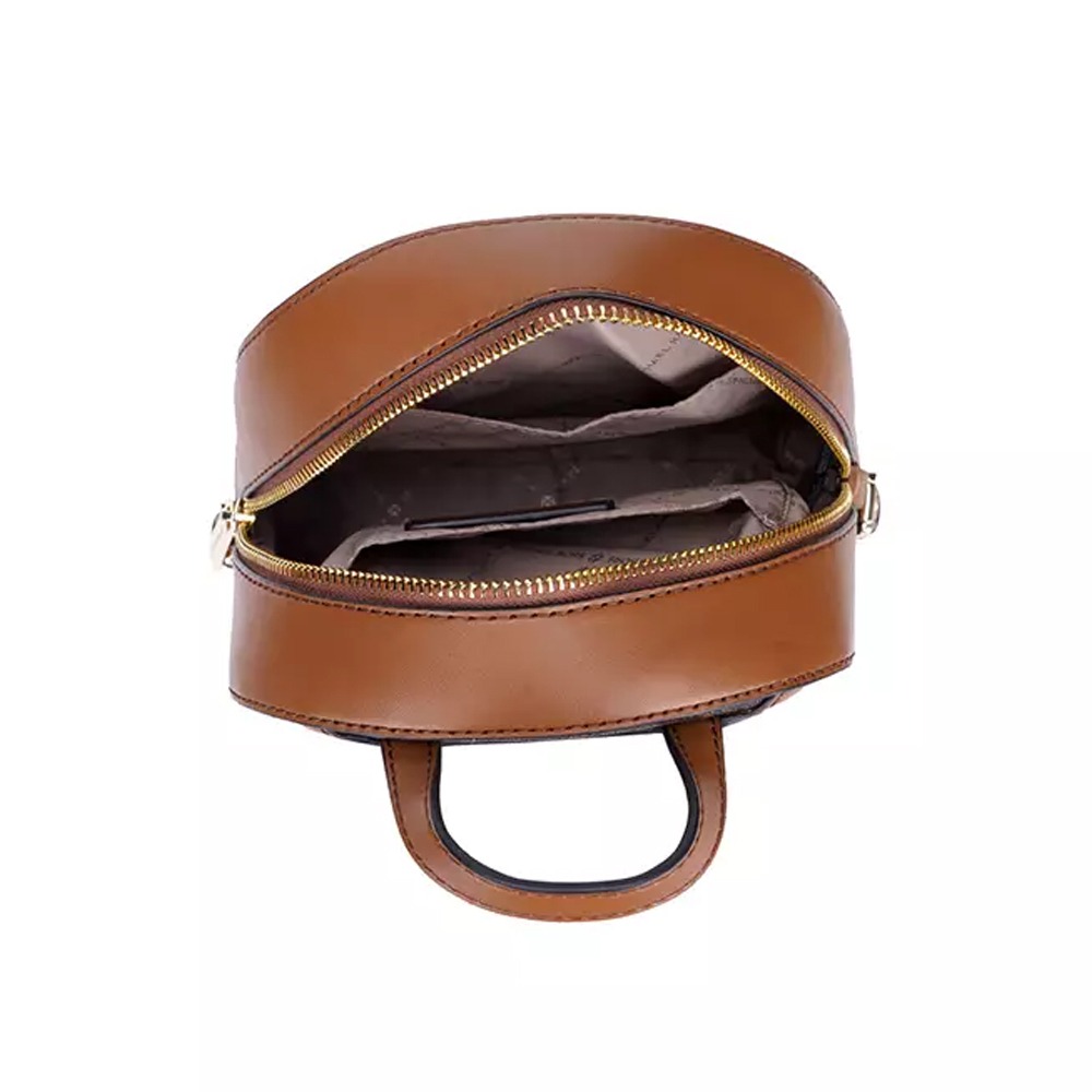 【MICHAEL KORS】牛皮拼接老花防刮皮革後背包-咖啡焦糖-細節圖2