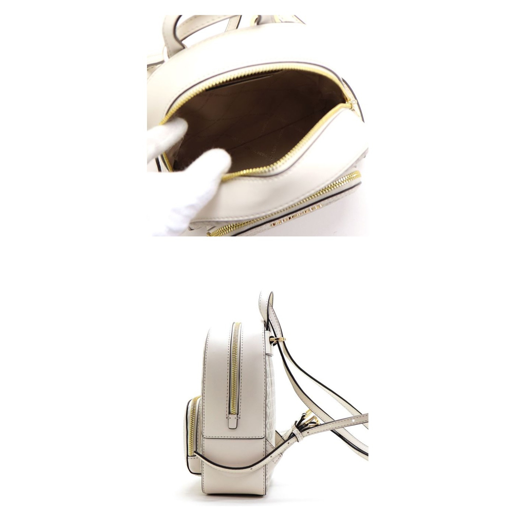 【MICHAEL KORS】牛皮拼接老花防刮皮革後背包-香草白-細節圖4