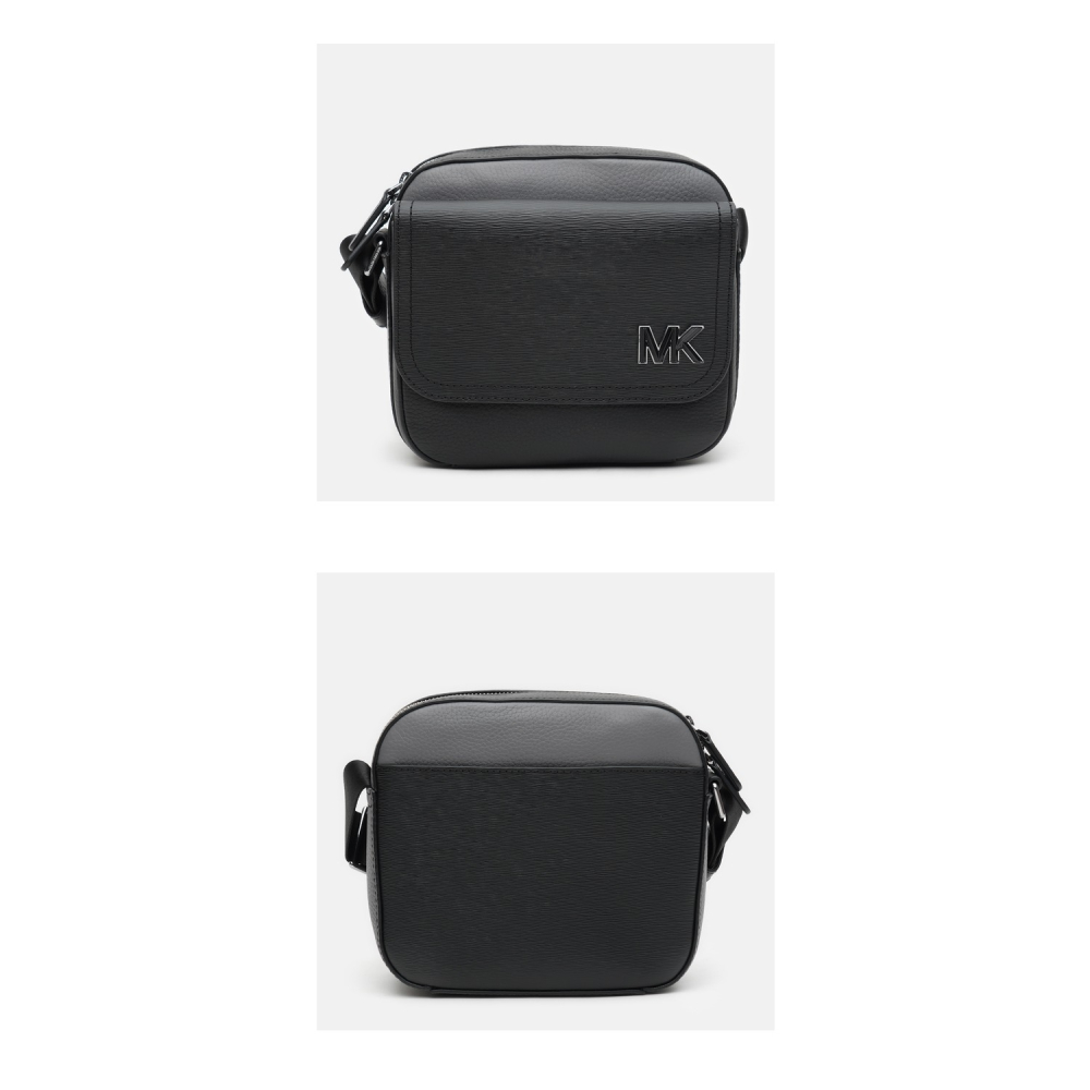 【MICHAEL KORS】防刮皮革素色斜背包-黑-細節圖3