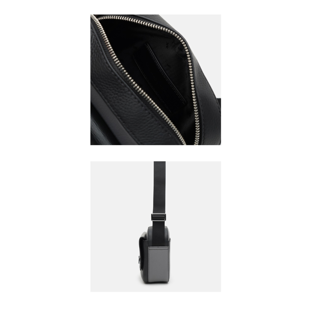 【MICHAEL KORS】防刮皮革素色斜背包-黑-細節圖4