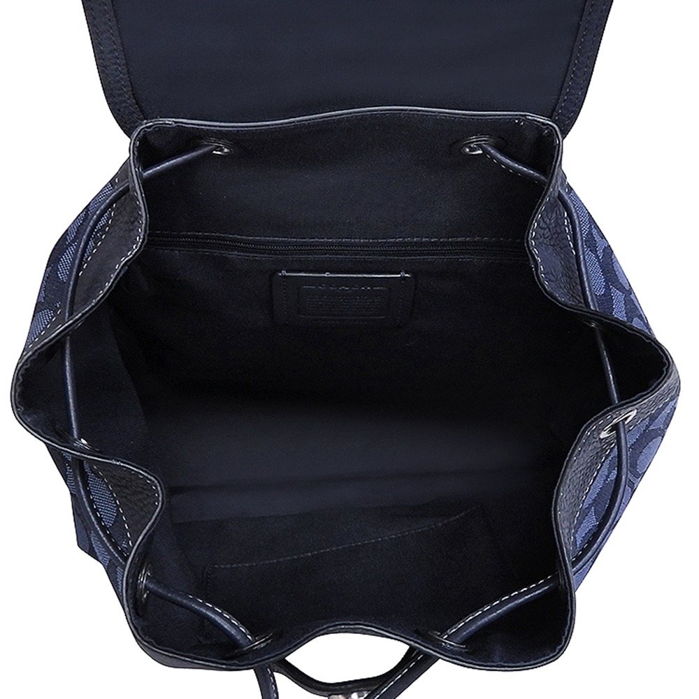 【COACH】滿版LOGO皮革後背包-藍色-細節圖4