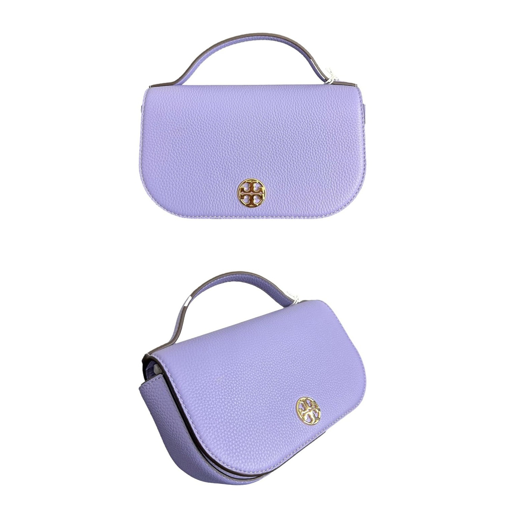 【TORY BURCH】荔枝皮革翻蓋手提/斜背包-薰衣草紫-細節圖3