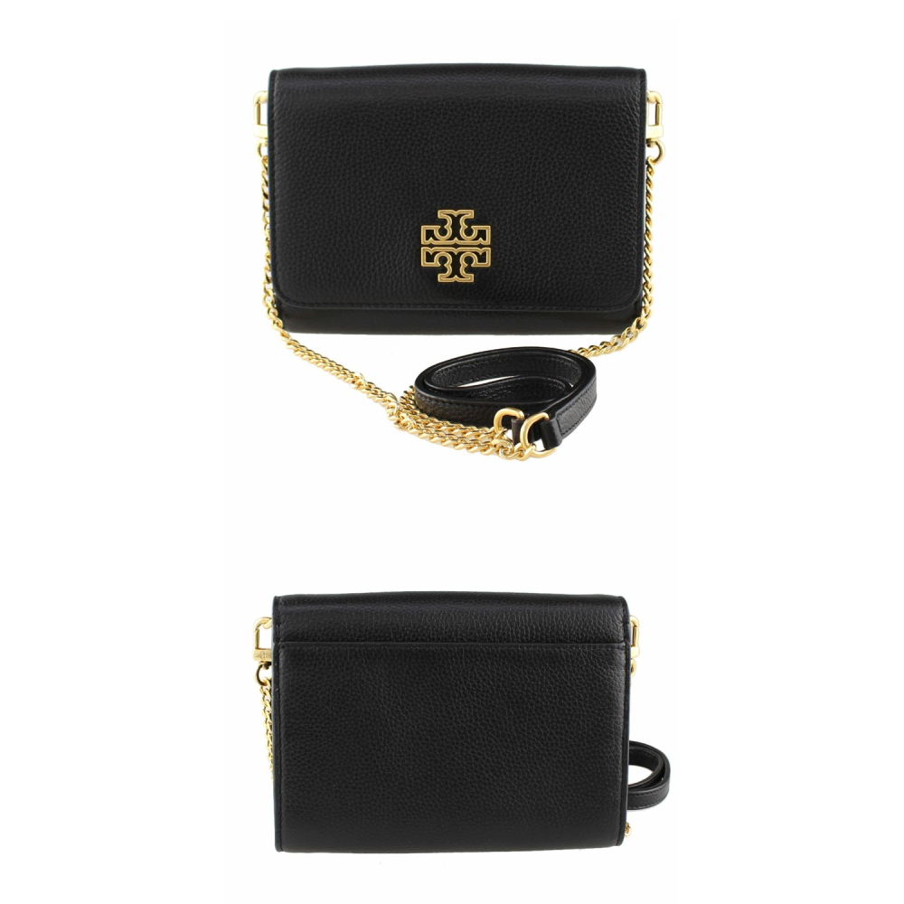 【TORY BURCH】素色荔枝皮革翻蓋斜背包-黑-細節圖3